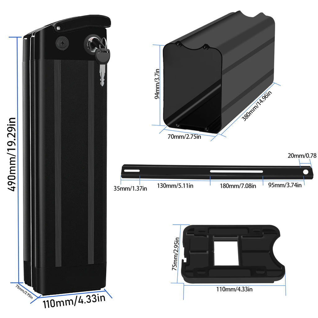 MAX 90 18650 Cells Silver Fish Battery Box for Ebike Large Shell Case for Electric Bicycles Folding Electric Bikes