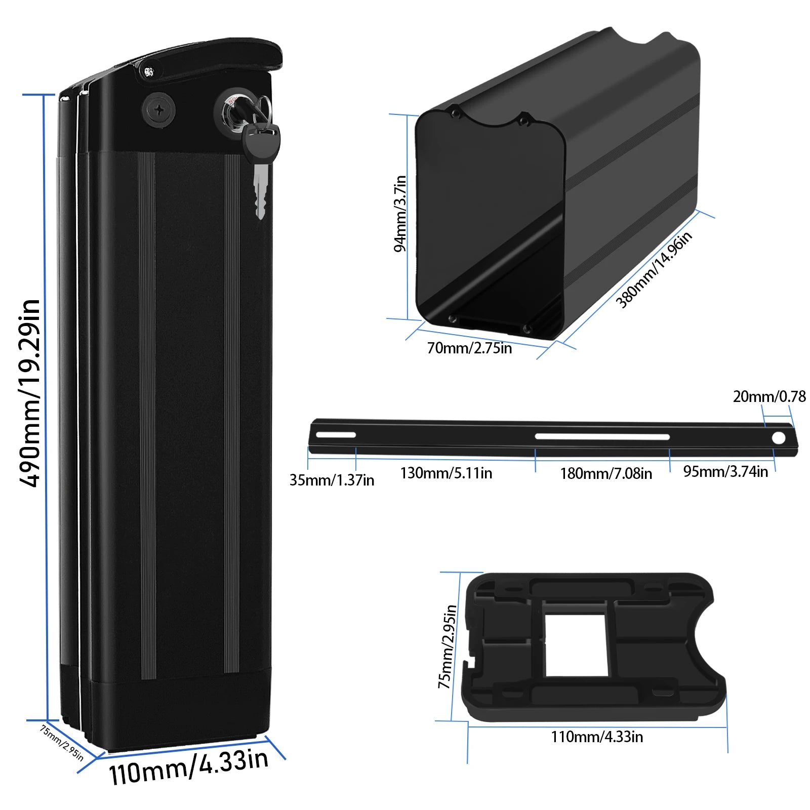 MAX 90 18650 Cells Silver Fish Battery Box for Ebike Large Shell Case for Electric Bicycles Folding Electric Bikes