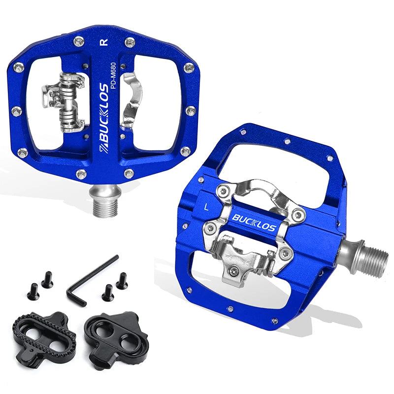 BUCKLOS Mtb Pedals for Bicycle Dual Function Mountain Bike Pedal Platform Clip Flat Pedals for SPD System MTB Bicycle Bike Part
