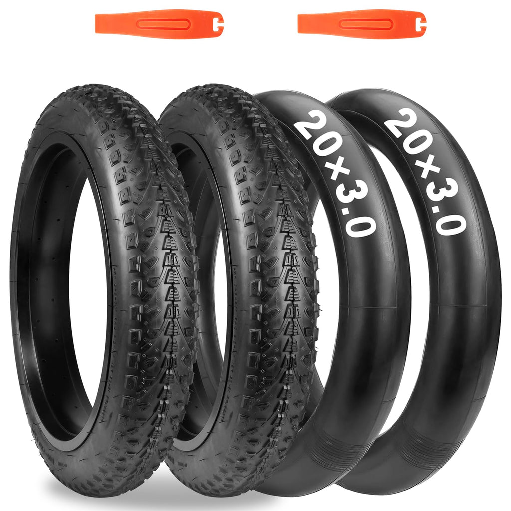MAKELEN 2 Pack E Bike Tire Fat Bike Tire with 2 Tubes 20"x3" Strong Grip Electric Bicycle Tire for Mountain Snow and Beach Bike