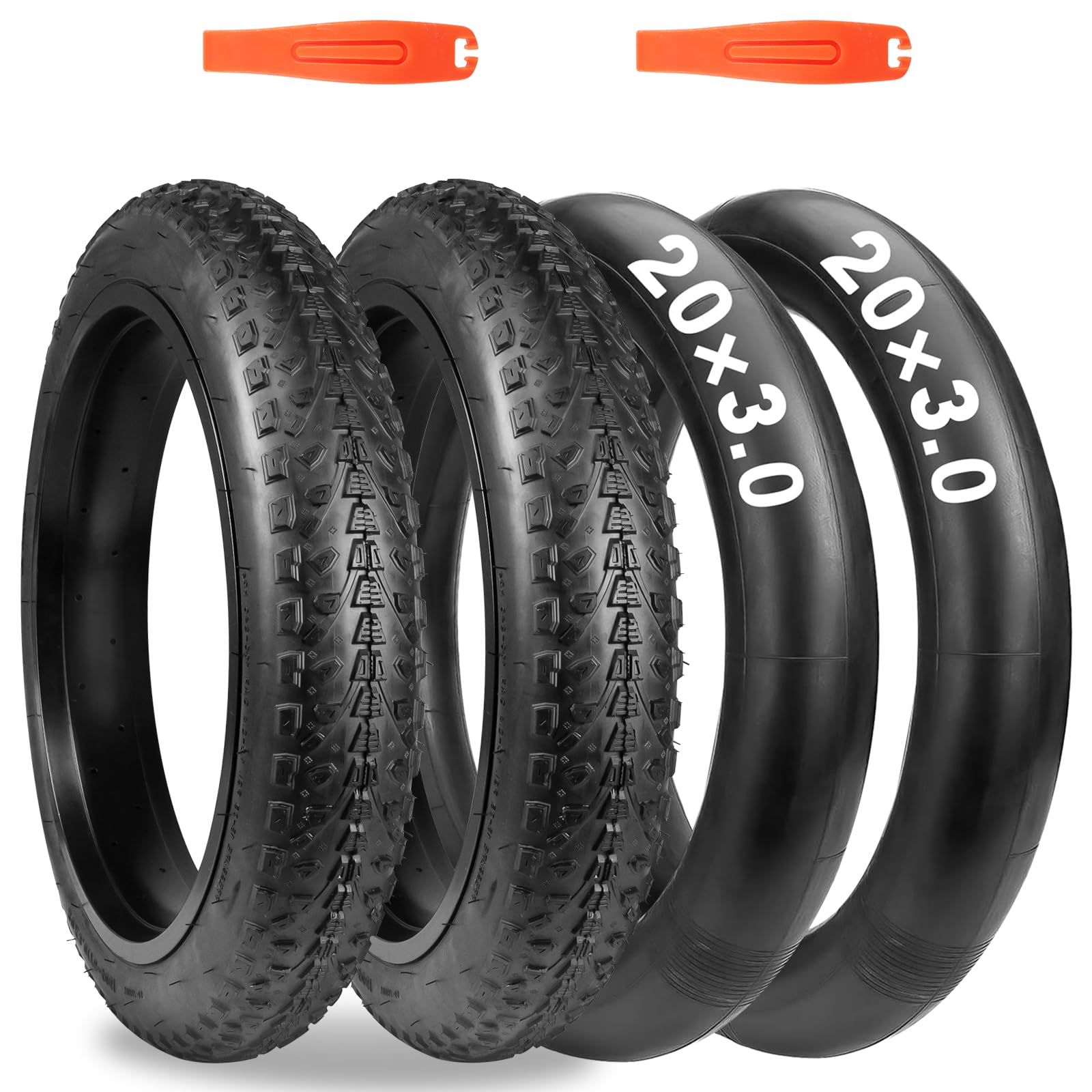 MAKELEN 2 Pack E Bike Tire Fat Bike Tire with 2 Tubes 20"x3" Strong Grip Electric Bicycle Tire for Mountain Snow and Beach Bike