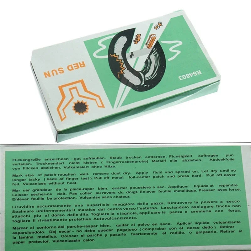 48pcs Bicycle Cold Glue + Glue Bicycle Tire Repair Tool Set Tire Repair Kits Patch Rubber Fetal