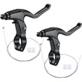 2 Pieces Mountain Bike Brake Aluminum Alloy Brake Handles with 3 Finger Design 2.2 cm Diameter and Bike Brake Cables Wires for Most Bicycles Road Bikes