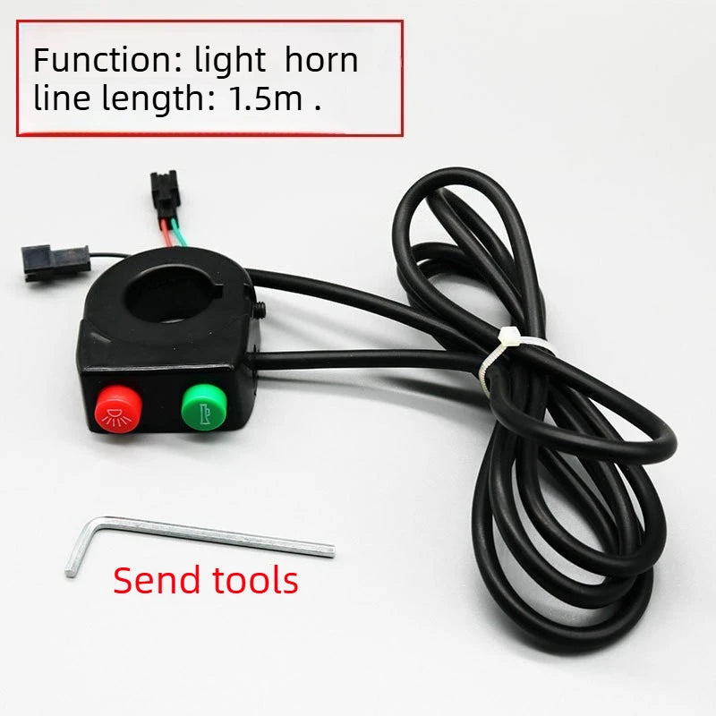 E-Bike Headlight Horn 2 In 1 Electric Scooter Front Light 9LED 18W 36V 48V 60V Bicycle Safety Flashlight Switch Night Cycling