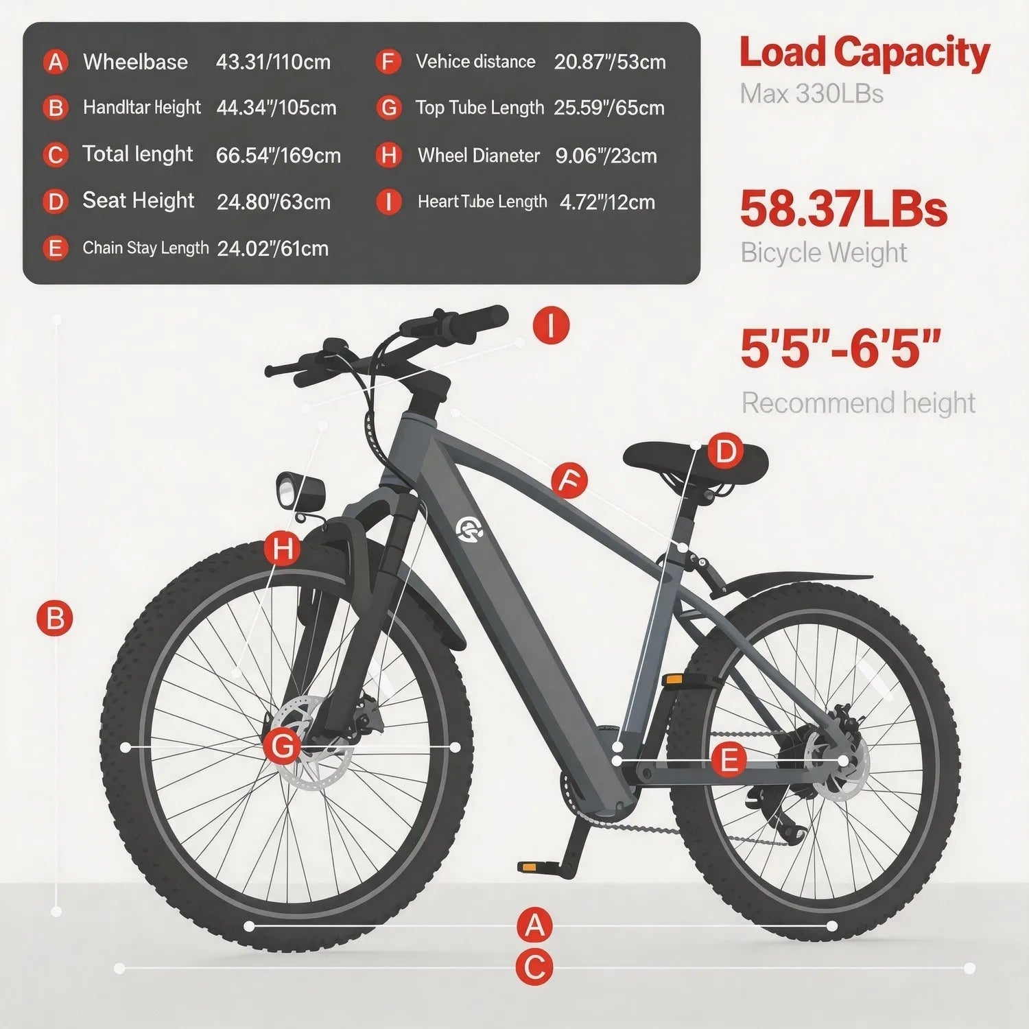 Reliable Daily Commuter 26 Inch Off Road Electric Bike 500W Brushless Motor Max 44 Miles Long Range Top Speed 32km/h 30° Climbing Capacity Pedal Assist Mode 7-Speed Gear Lockable Battery, Practical Daily Transport Easy Assembly