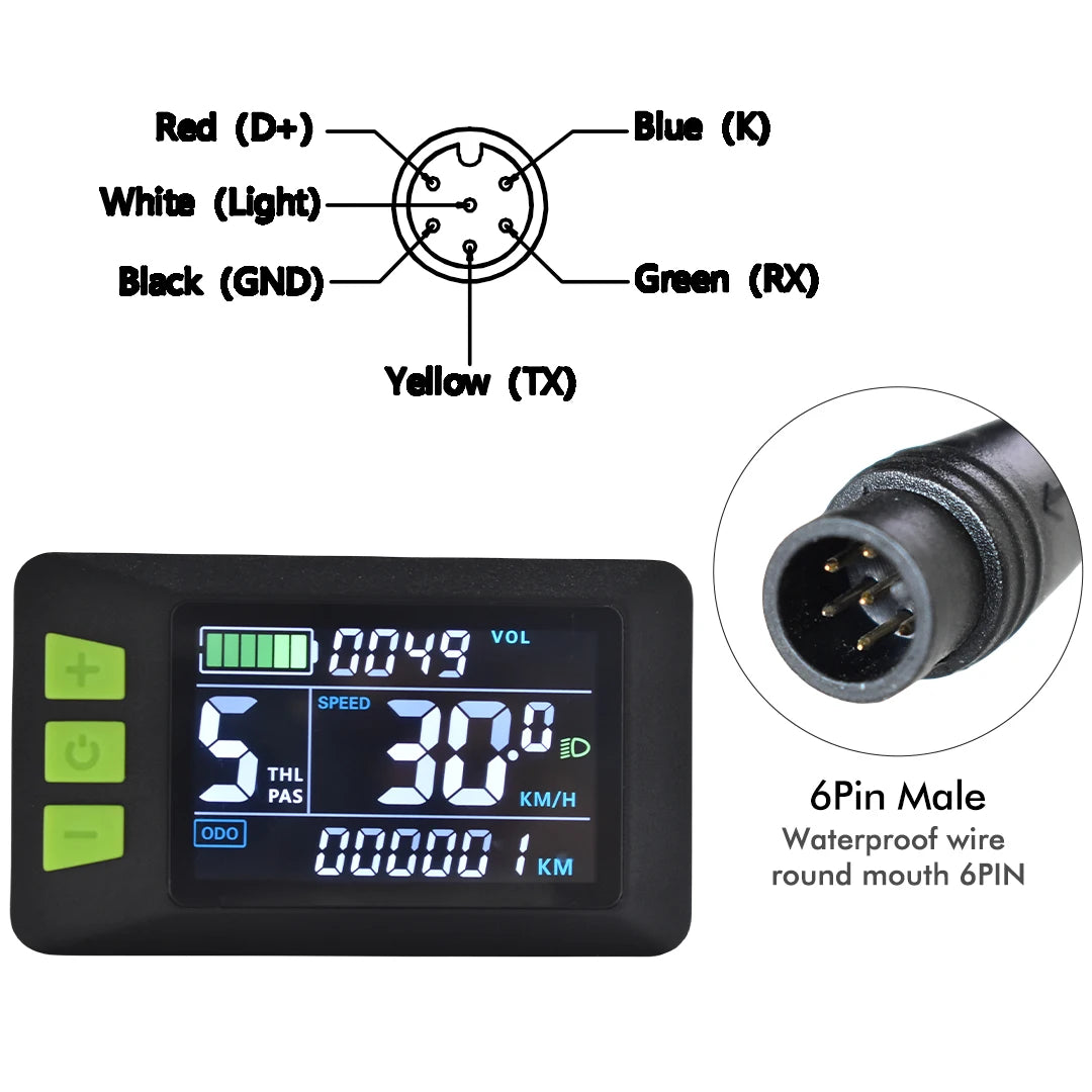 UART2 Electric Bicycle Display LCD LED Display 24V/36V/48V/60V/72V  E Scooter LCD Panel Color Screen for Electric Bike Kit Parts