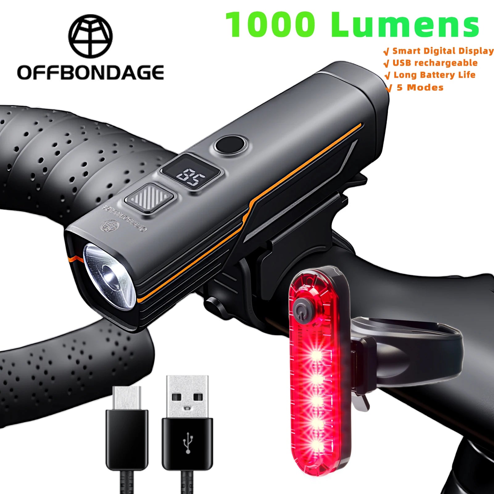 Bicycle Light Waterproof Bike Lamp Type-C Charging MTB Road Cycling Headlights High Lightness Daytime Safety Night Illumination