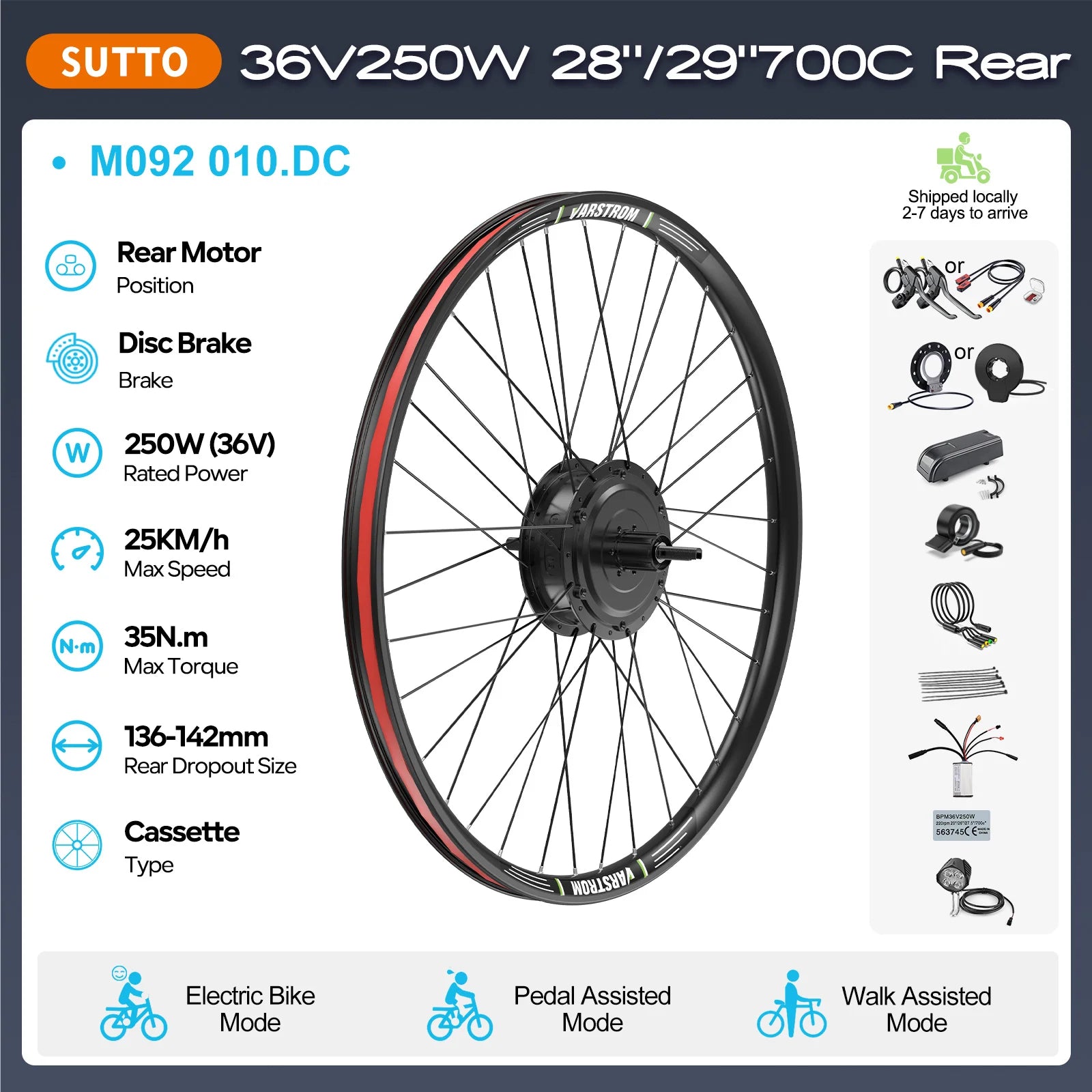 BAFANG 250W-1000W 36V 48V Hub Motor E-Bike Kit – 20-700C Cassette Disc/V-Brake Varstrom eBike Conversion