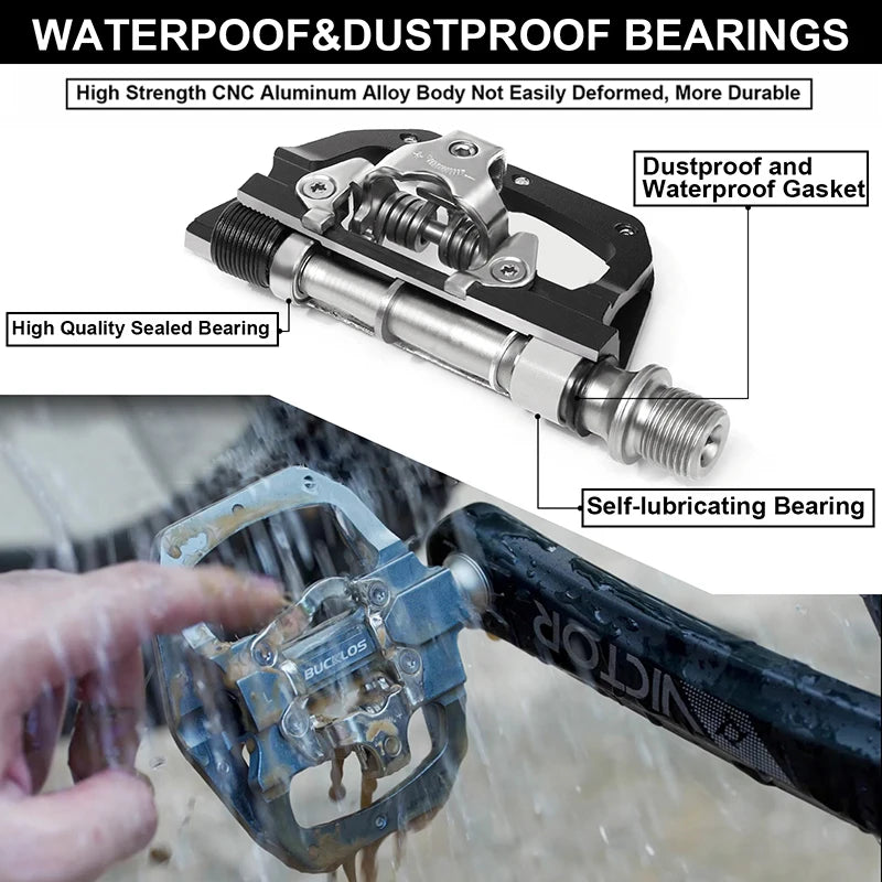 BUCKLOS Mtb Pedals for Bicycle Dual Function Mountain Bike Pedal Platform Clip Flat Pedals for SPD System MTB Bicycle Bike Part
