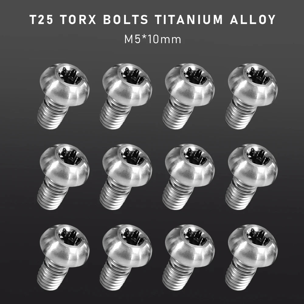 KRSEC12pcs Bicycle Disc Brake Rotor Torx Bolts T25 M5x10mm titanium alloy MTB Road Mountain Bike Fixing Screws Cycling Accessory
