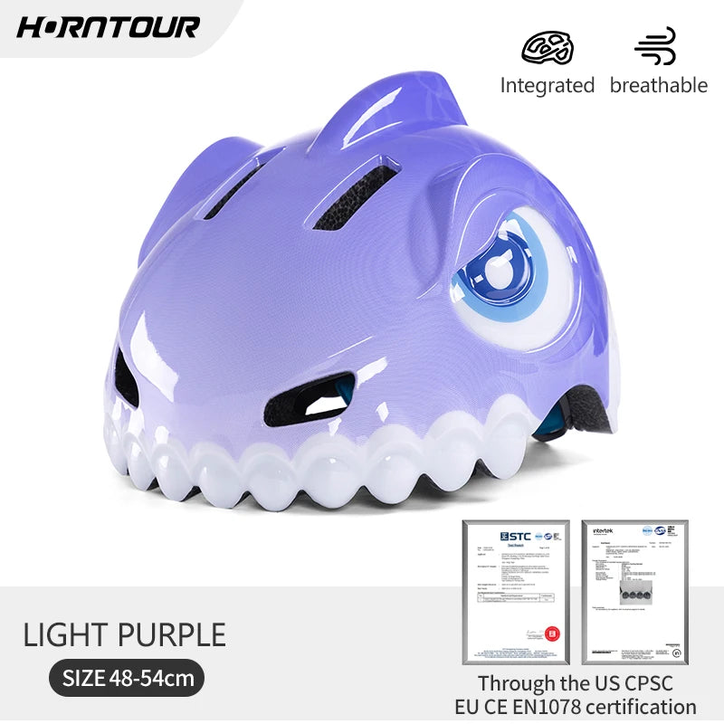 Horntour Kids Bicycle Helmet Child Sport Safety Shark Cycling Helmet Knee Elbow Pad Set Balance Bike Roller Skating Helmet Guard