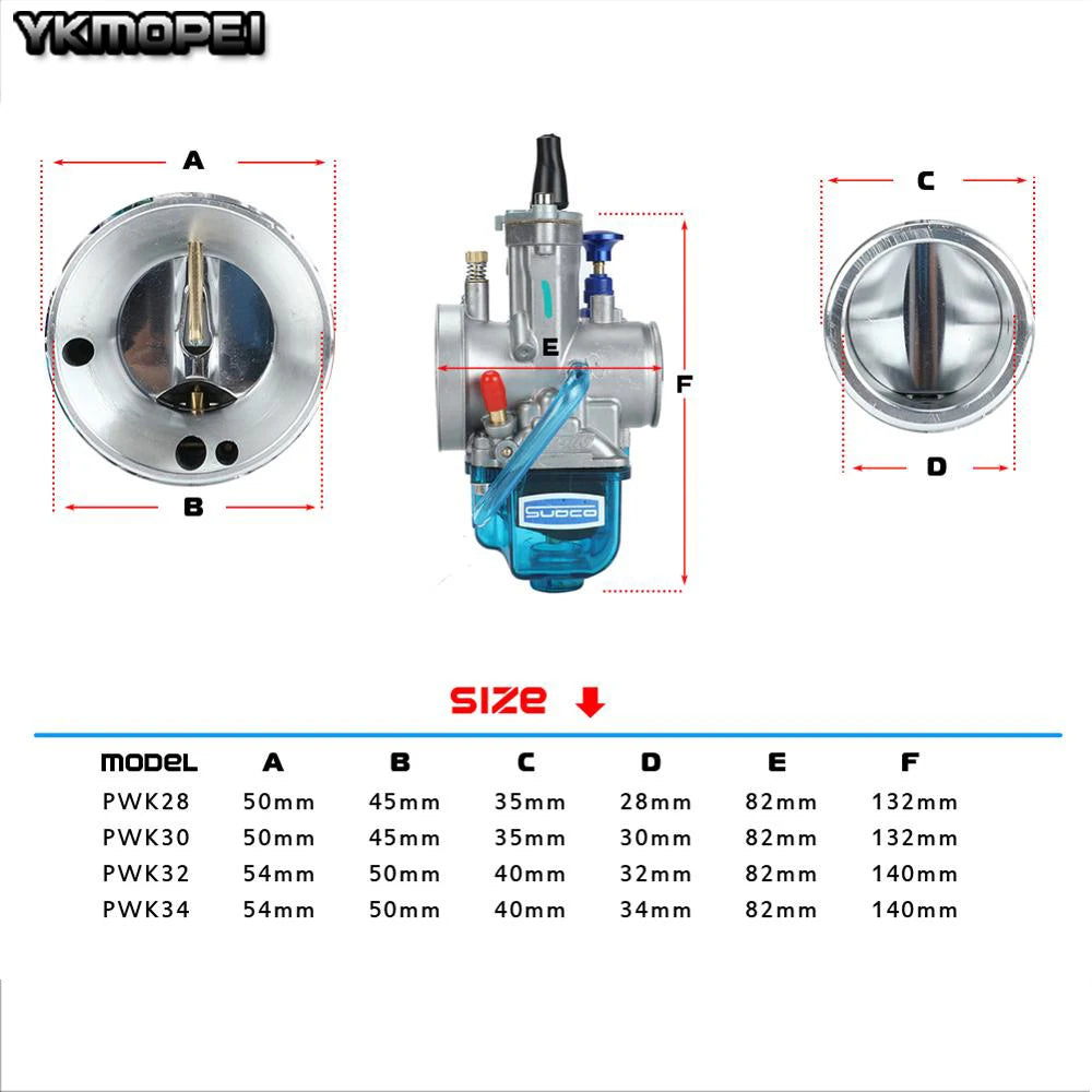 PWK 28-34mm Fuel-Saving Carburetor for 125cc-300cc ATV, Dirt Bike & Motorbike