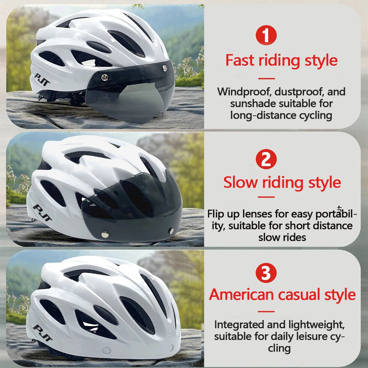 PJT Bicycle Helmet 4 In 1 With Magnetic Attraction Goggle Len /Sun Visor Safety Helmet Adult Bike Helmet Road MTB Cycling Helmet