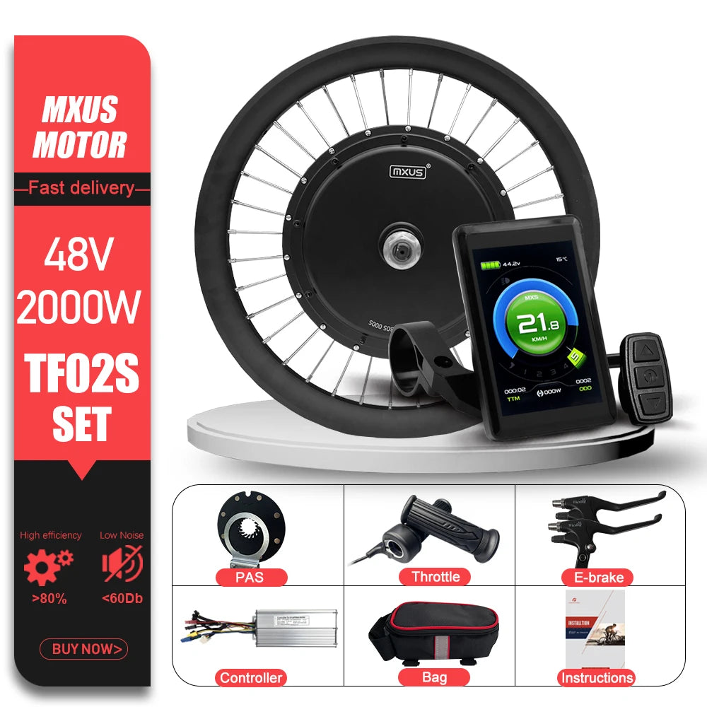 MXUS Electric Bike Conversion Kit 48V 1000W 2000W 72V 3000W MTX Rim Rear Brushless Hub Motor Wheel Drive Engine 26-29 Inch 700C