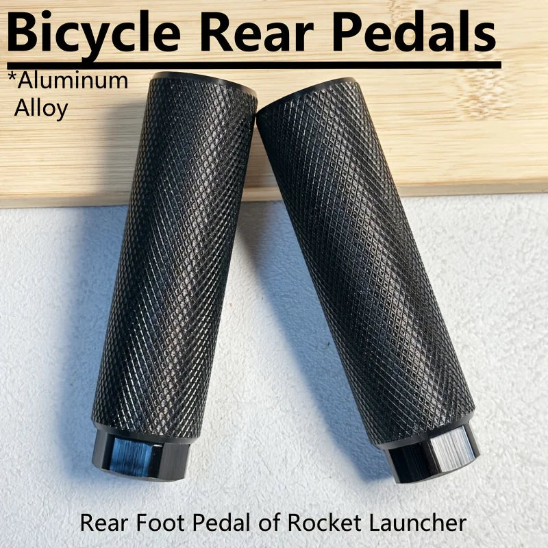 Aluminum Alloy Bicycle Rocket Launcher Rear Pedals Anti-Slip Knurled Surface Bike Rear Foot Pegs Passenger Foot Rest Durable