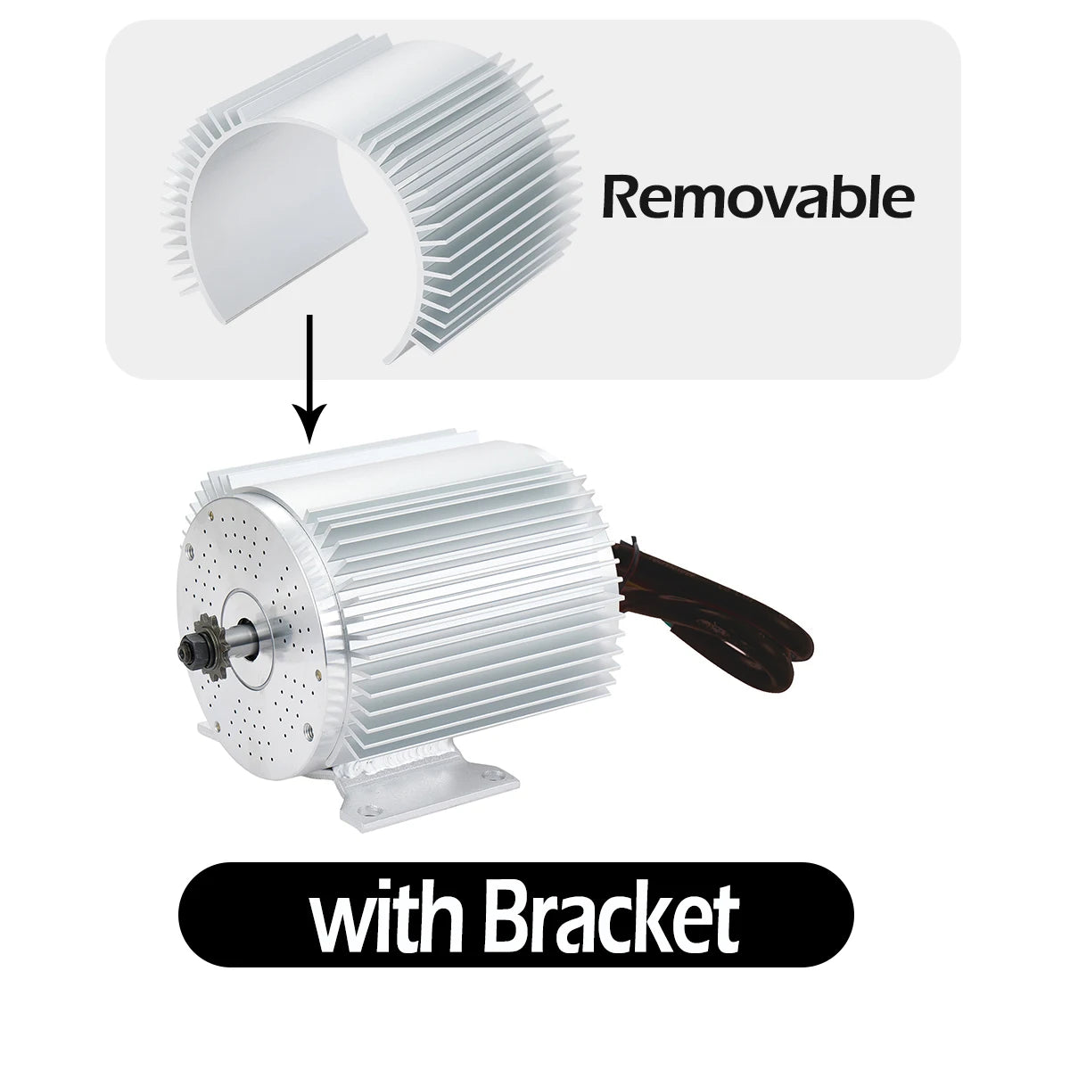 72V 3000W Brushless Electric Motor with Heat Sink for E-Bike, Motorcycle & Go-Kart Conversion