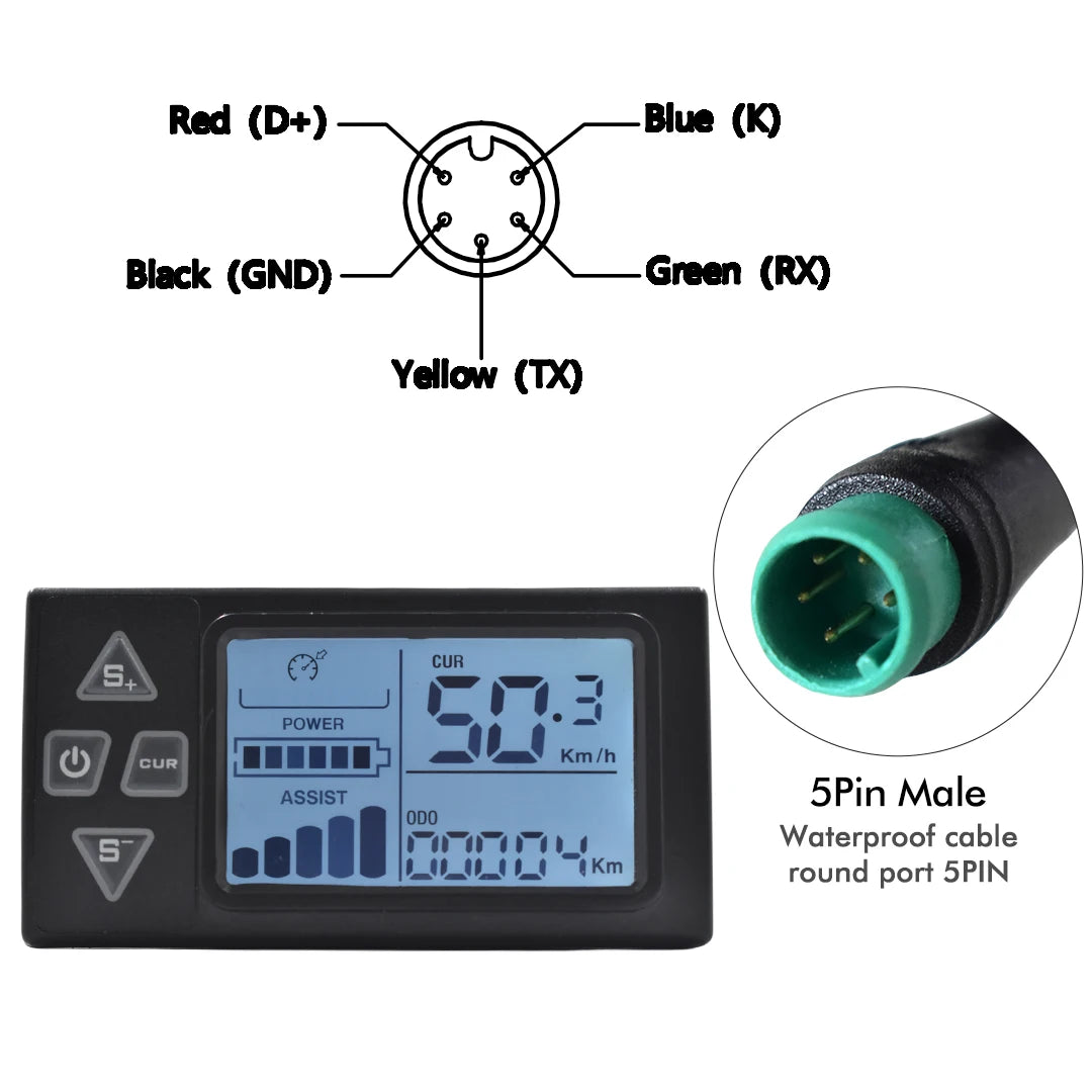 UART2 Electric Bicycle Display LCD LED Display 24V/36V/48V/60V/72V  E Scooter LCD Panel Color Screen for Electric Bike Kit Parts