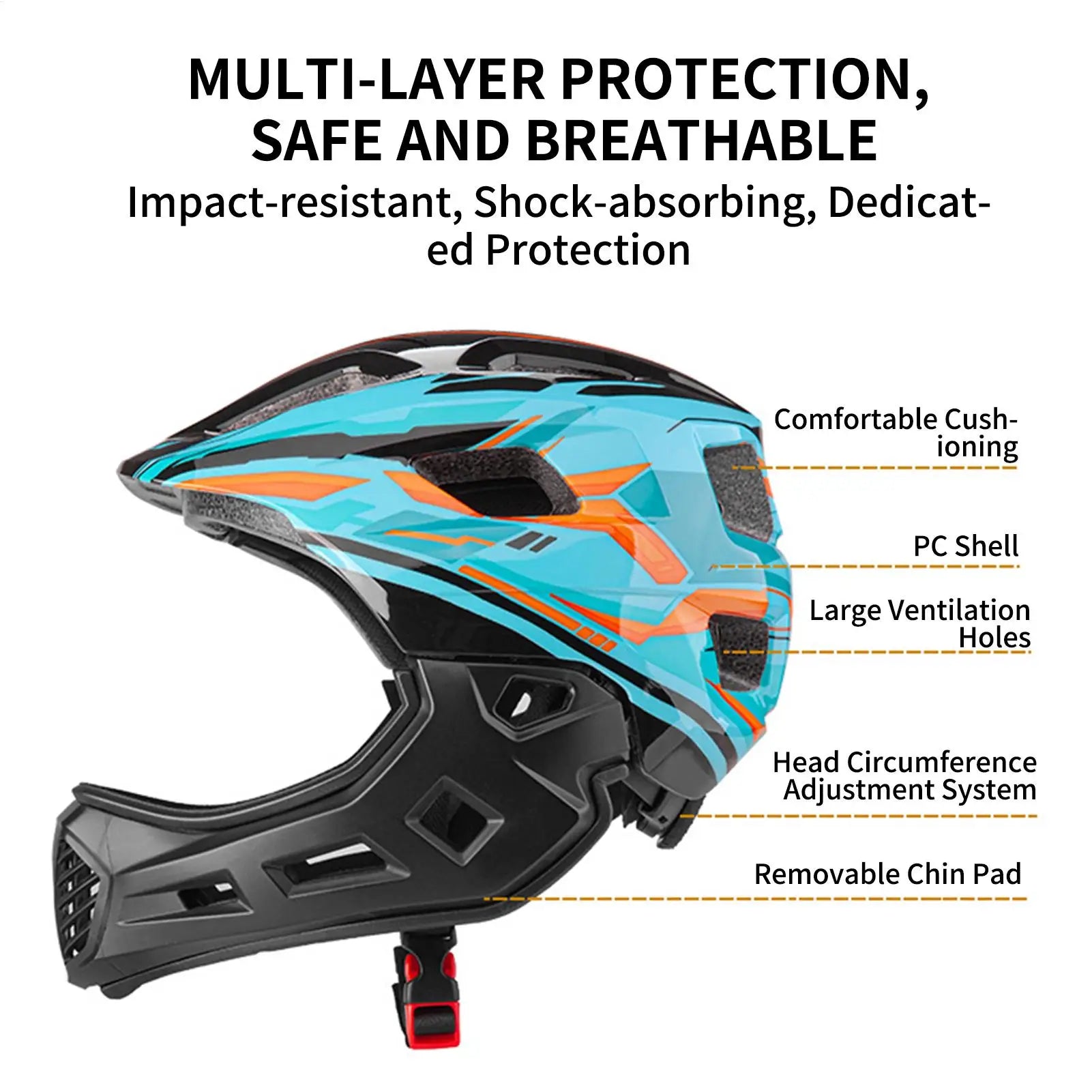 Kids Bike Helmet Safety Hard-shell Hat Road Bike Full Face Helmet For Kid Boys Girls Children Skateboarding Roller Skating