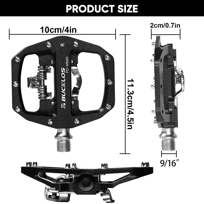 BUCKLOS Mtb Pedals for Bicycle Dual Function Mountain Bike Pedal Platform Clip Flat Pedals for SPD System MTB Bicycle Bike Part
