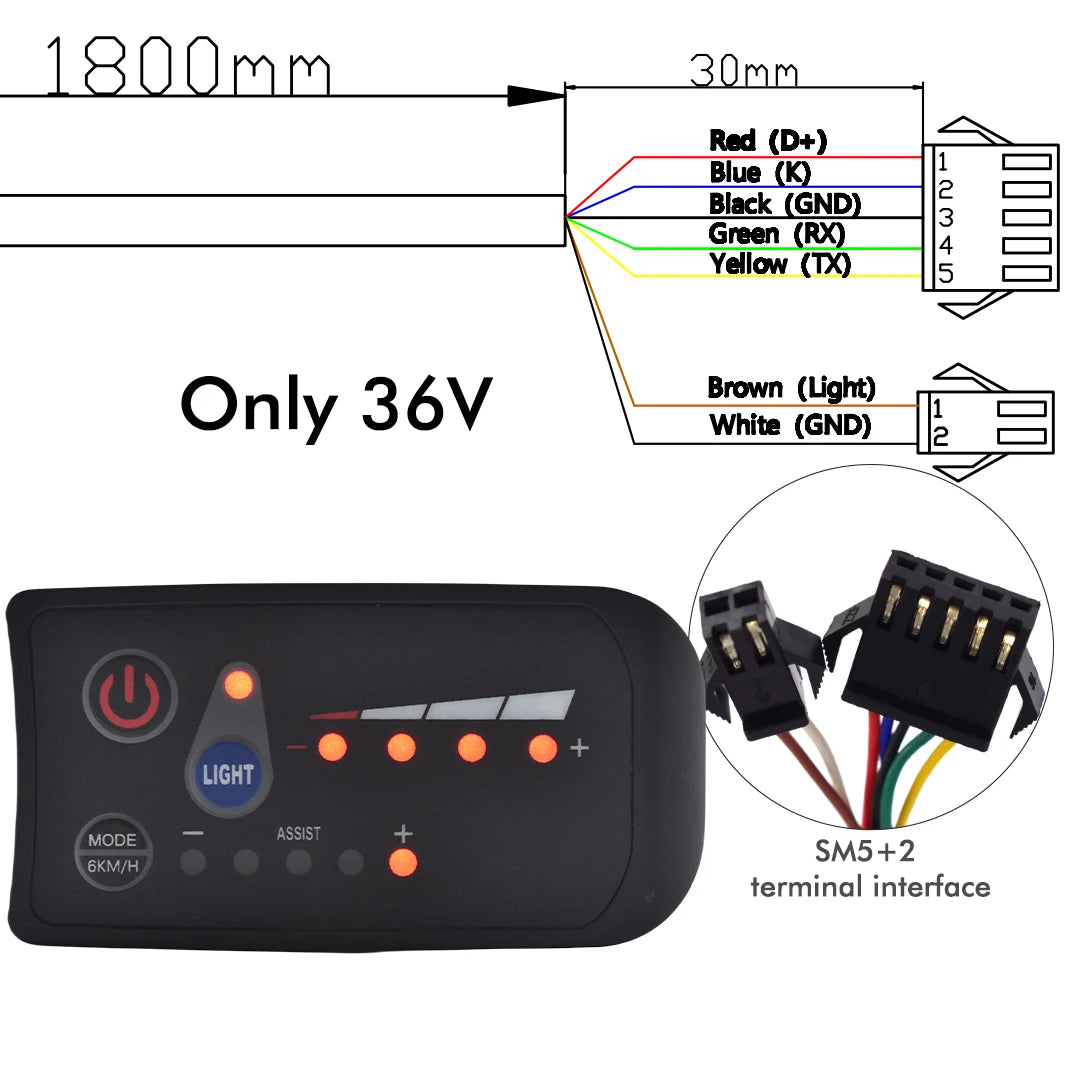 UART2 Electric Bicycle Display LCD LED Display 24V/36V/48V/60V/72V  E Scooter LCD Panel Color Screen for Electric Bike Kit Parts