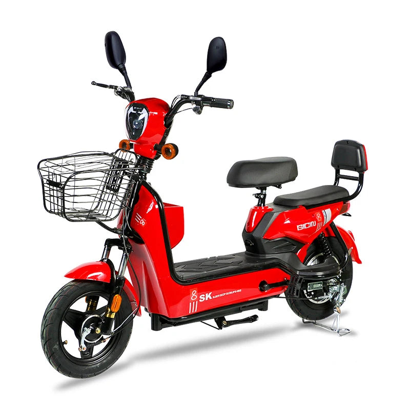 YTYIN 350W Electric City Bike Steel Frame Smart Electronic 48V Ebike Factory Outlet Two Seats Scooter 14-Inch Cheap Electric Bic