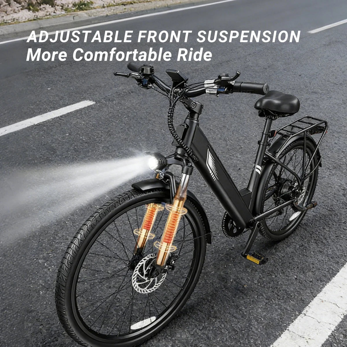 DYU C7 Adult Electric Bicycle 500W Motor 480WH Lithium Battery Electric Bike 7-speed City E bike，Max Speed 20MPH E-BIKE