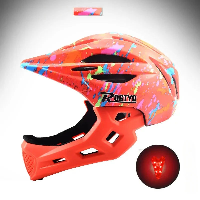Full Face Helmet MTB Light Detachable Children Kid Bicycle Cycling Safety Balance Bike Helmet Cycling Equipment with Light