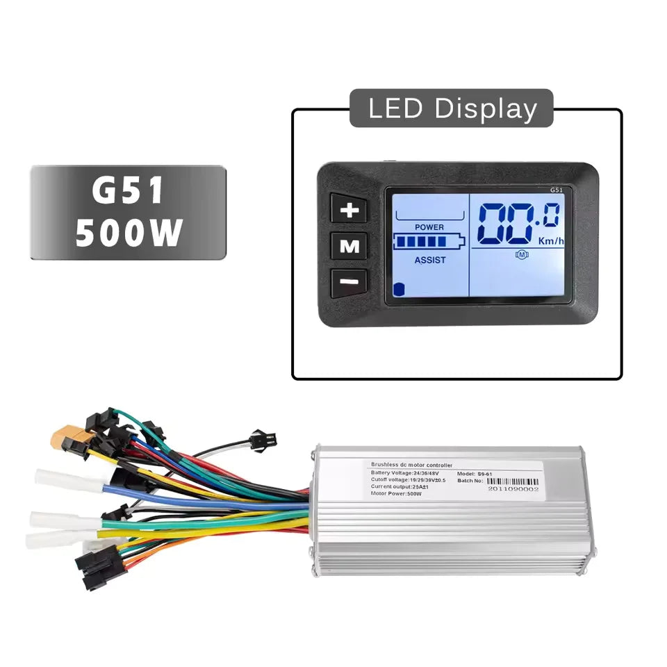 24V 36V 48V 250W-500W Electric Bike Controller with Display – E-Bicycle Conversion Kit Accessory