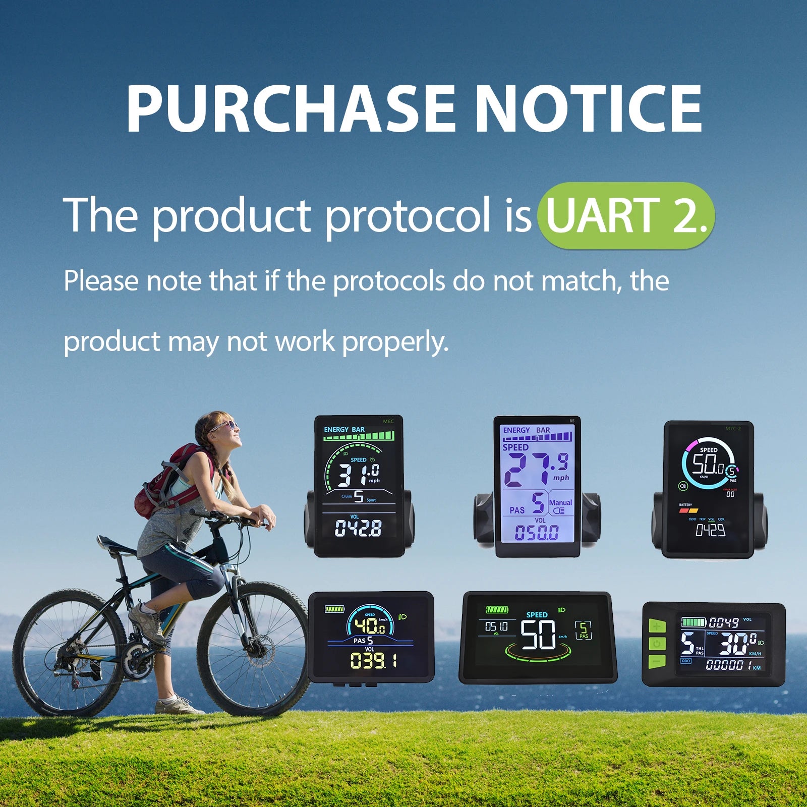 F3【UART2】Turn On The NFC Fatbike Screen E Bike LCD Display Electric Scooter Speedometer Cycling Accessories Bicycle Computer