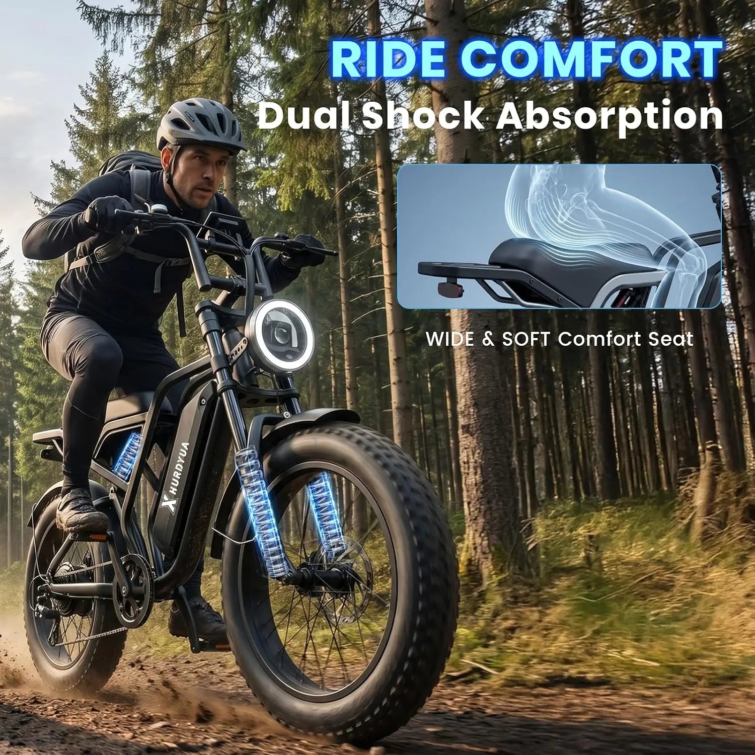 Electric Bike for Adults, 1500W Peak Motor，48V 15Ah，Removable Battery | 20" Fat Tire All-Terrain E-Bike, Dual, Customized
