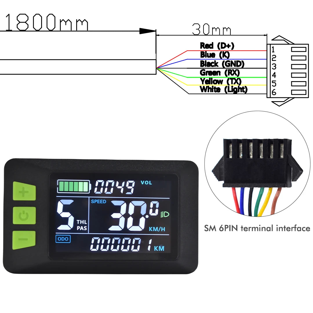UART2 Electric Bicycle Display LCD LED Display 24V/36V/48V/60V/72V  E Scooter LCD Panel Color Screen for Electric Bike Kit Parts