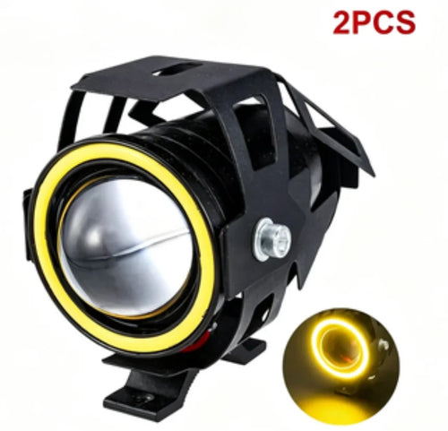 2PCS LED Auxiliary Red White Blue Yellow Motorcycle Headlight Universal U7 Mini Driving Lamp Motorcycle Bicycle Lamp Accessories