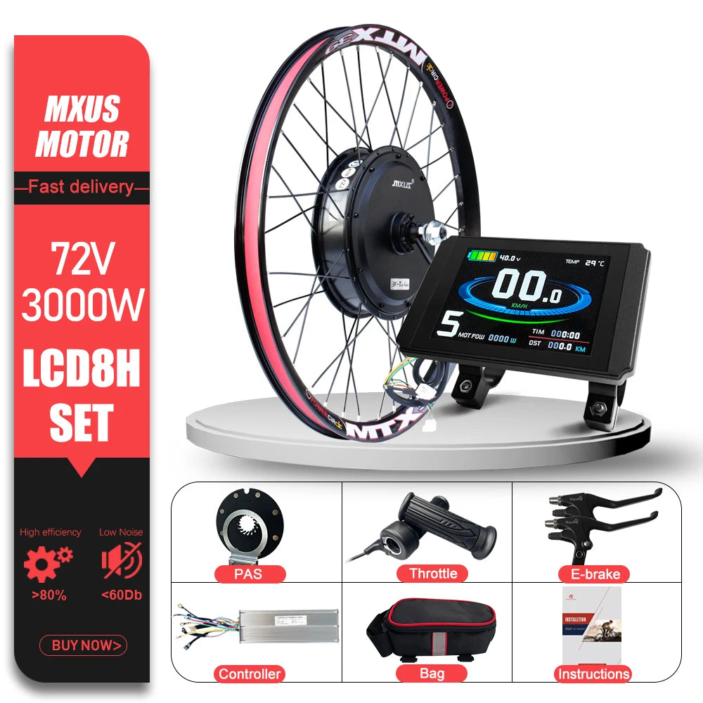 MXUS Electric Bike Conversion Kit 48V 1000W 2000W 72V 3000W MTX Rim Rear Brushless Hub Motor Wheel Drive Engine 26-29 Inch 700C