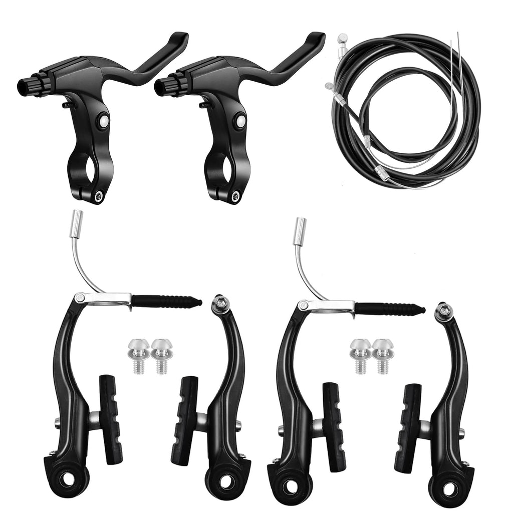 Hmfmdy Bike Brakes Set Complete Brake kit for Most Bicycles Mountain Bike Front and Rear Bike MTB Hybrid Brake Callipers Cables Lever Kit - Black