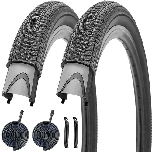 2Pack 12/14/16/20 Inch Bike Tire and Inner Tubes Set 12/14/16/20 X 2.125 Folding Bicycle Replacement Tires and Tubes Kit Fit for Most Children Bike (14X2.125)