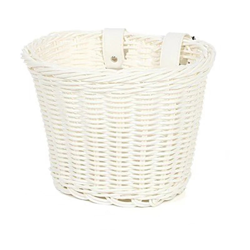 Removable Waterproof Rattan Bike Basket Woven Front Handlebar Storage Pannier Kid Bicycle Carrier Gear
