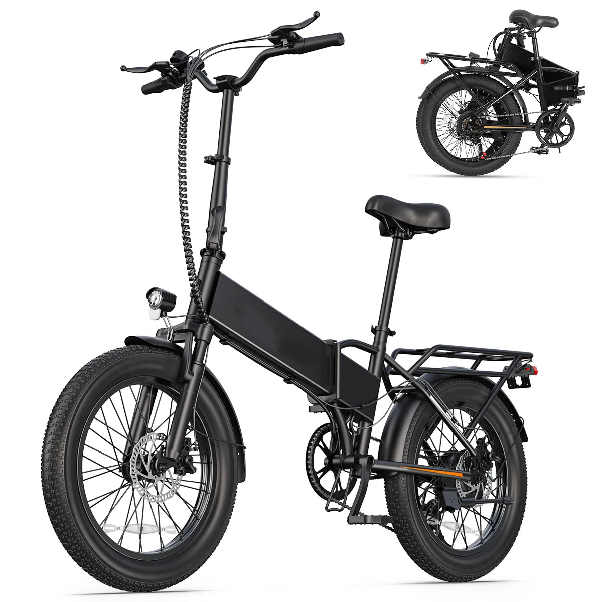 【1 Year Warranty】DYU A20 Electric Bike 28MPH Speed 20*3.0 Tire 48V10.4AH Battery Foldable 1200W Peak Motor Urban Commuter Ebike
