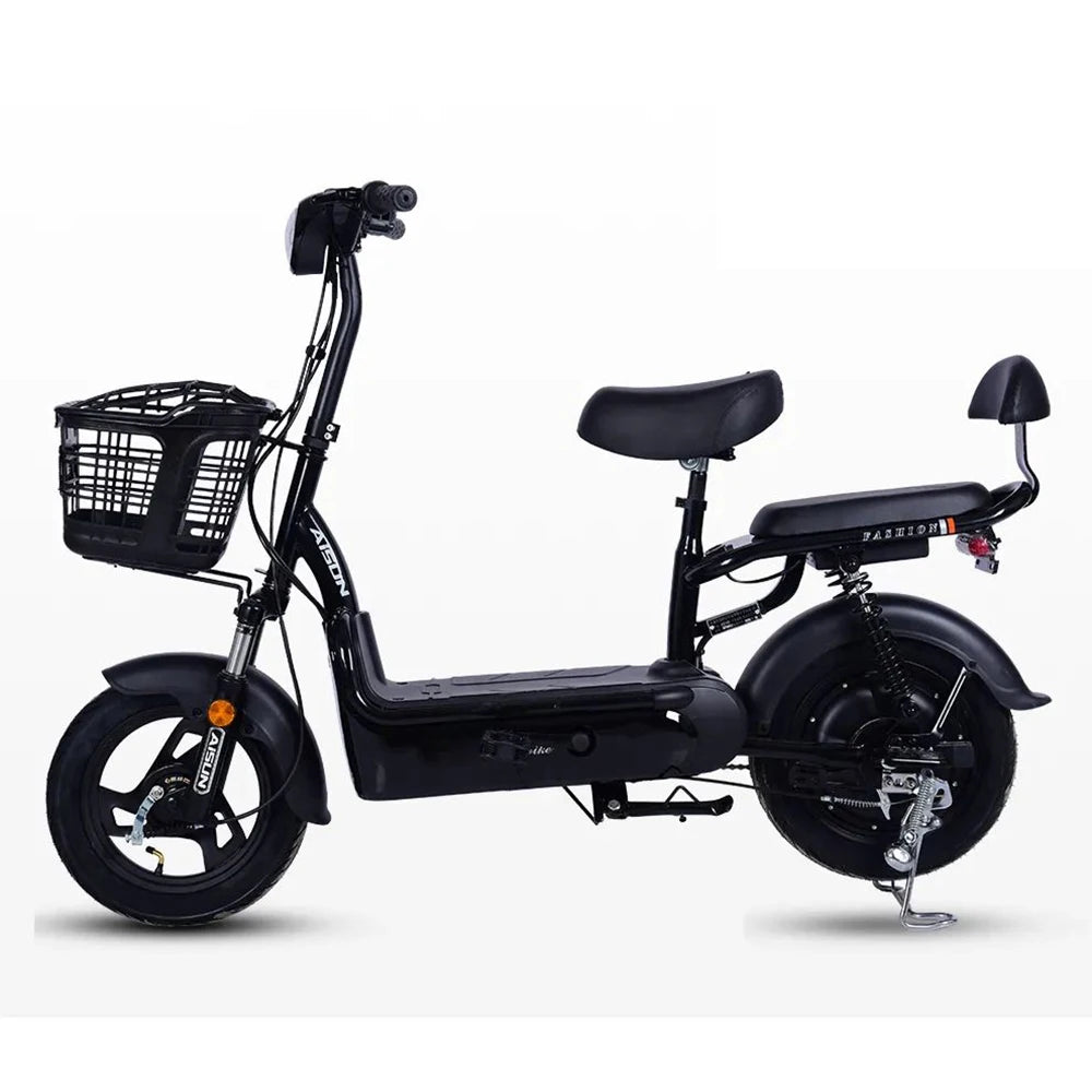 2024 Cheap Electric Bicycle 350W 48V Step Through 14 Inch Electric Cycle Electric Bike Scooter With Pedal
