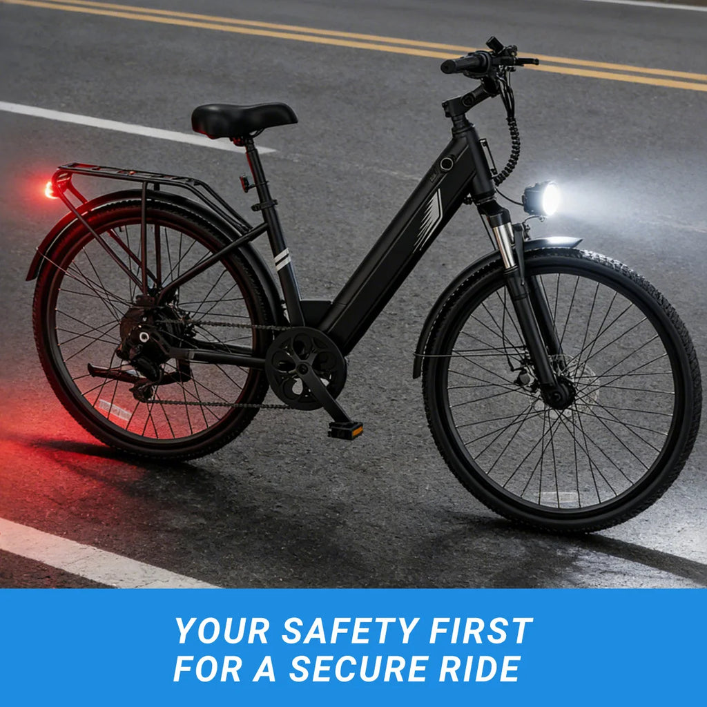 DYU C7 Adult Electric Bicycle 500W Motor 480WH Lithium Battery Electric Bike 7-speed City E bike，Max Speed 20MPH E-BIKE
