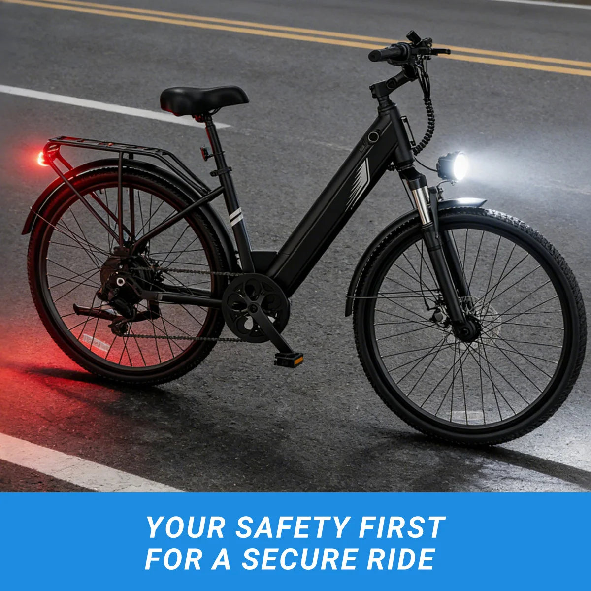 DYU C7 Adult Electric Bicycle 500W Motor 480WH Lithium Battery Electric Bike 7-speed City E bike，Max Speed 20MPH E-BIKE