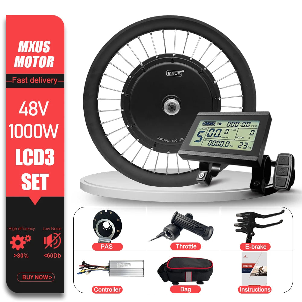 MXUS Electric Bike Conversion Kit 48V 1000W 2000W 72V 3000W MTX Rim Rear Brushless Hub Motor Wheel Drive Engine 26-29 Inch 700C