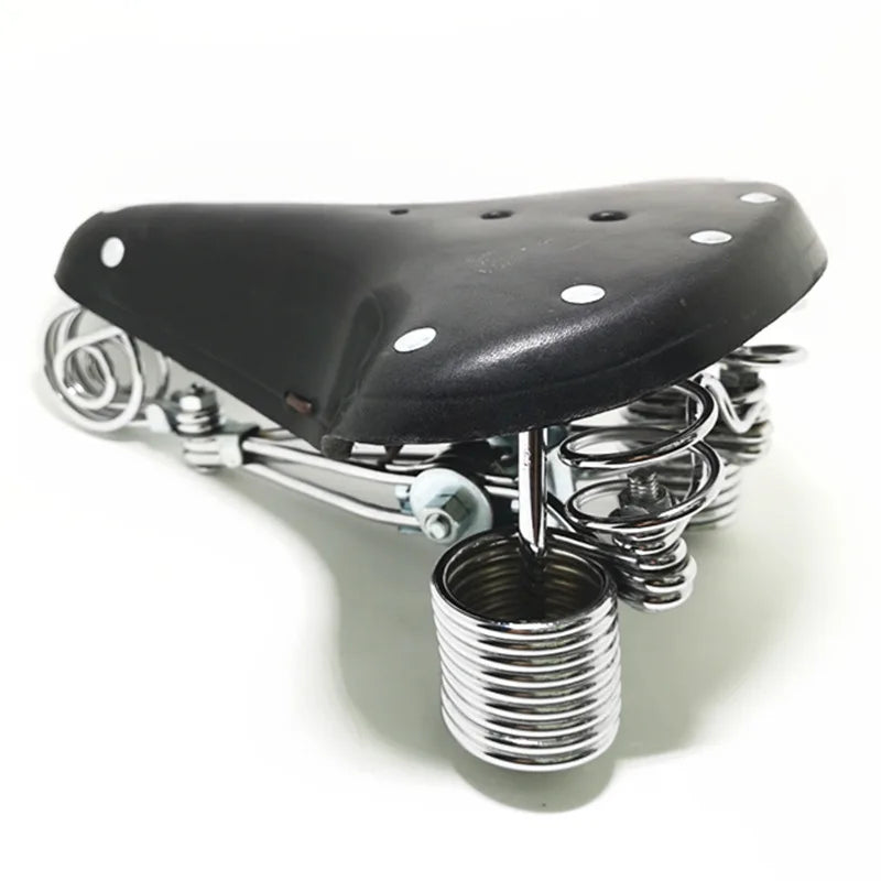 G46 Retro Bike Saddle Cycling 100% Cowhide Saddle Reinforced Spring Metal Frame Old Style  Bicycle Saddle Vintage