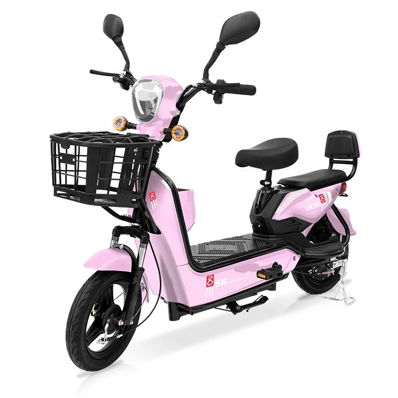 YTYIN 350W Electric City Bike Steel Frame Smart Electronic 48V Ebike Factory Outlet Two Seats Scooter 14-Inch Cheap Electric Bic