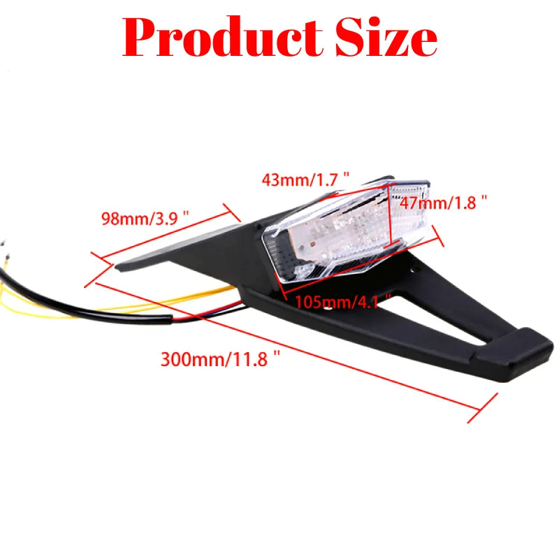 Motorcycle LED Tail Light Rear Fender Stop Brake Lights License Plate Light Bracket Holder Universal 12V For Scooter Street Bike