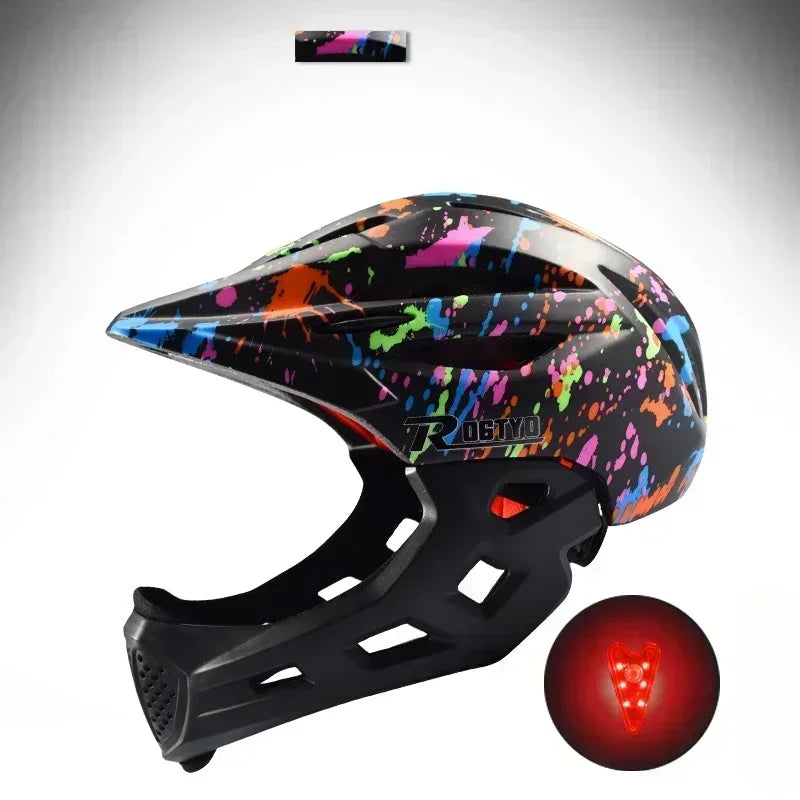 Full Face Helmet MTB Light Detachable Children Kid Bicycle Cycling Safety Balance Bike Helmet Cycling Equipment with Light