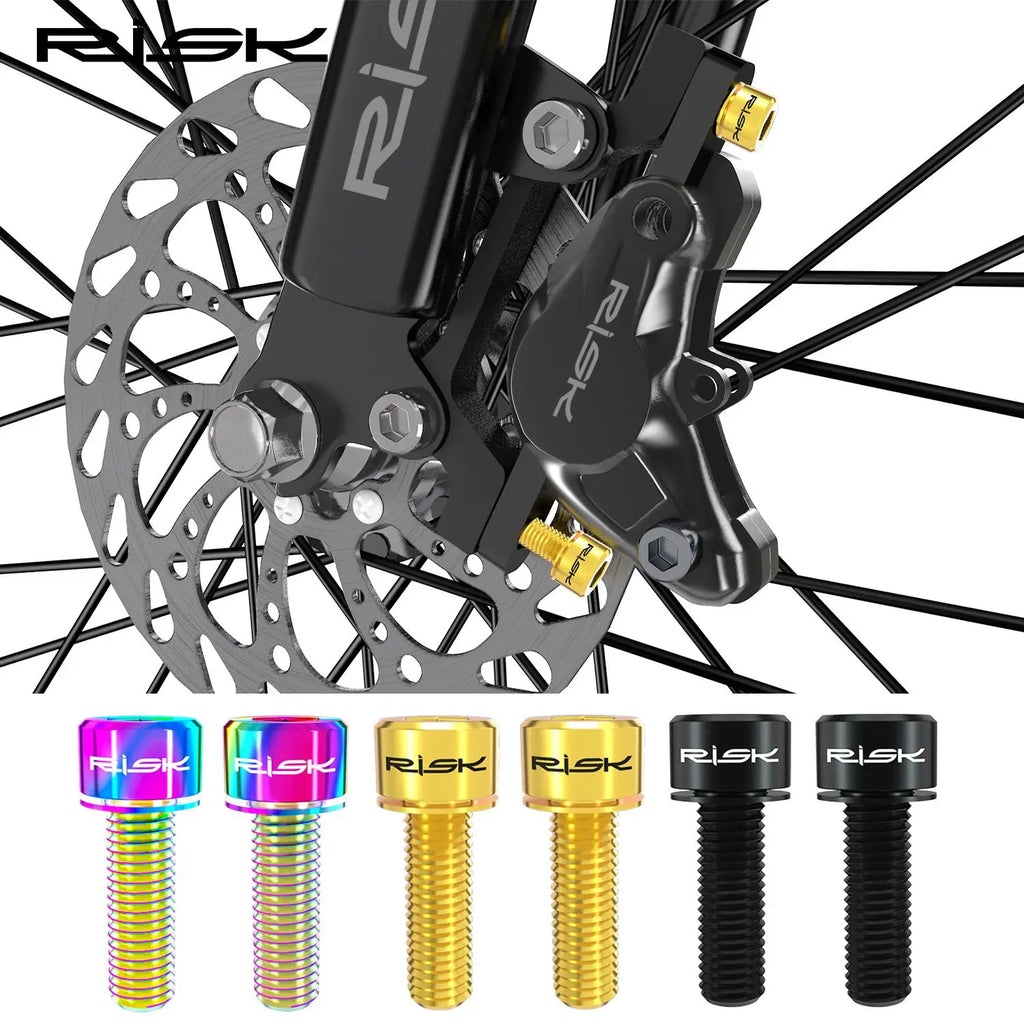RISK 4PCS M6x18/20mm Bicycle Disc Brake Fixed Bolts with Washer Titanium Mountain Bike Brake Caliper Clamp Cycling Accessories
