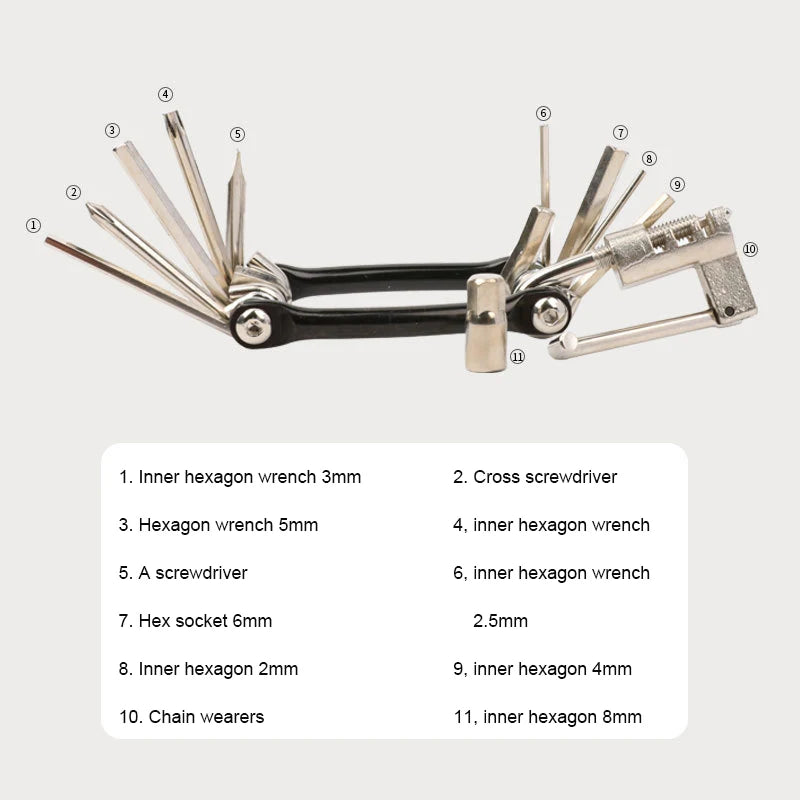 Multifunctional Stainless Steel Professional Bicycle Repair Tool Bicycle Accessories Portable Folding Tool Screwdriver