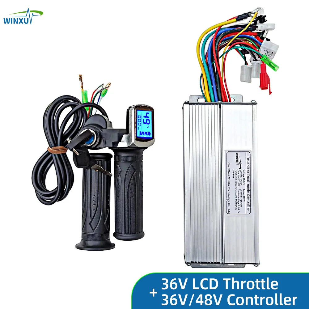 36V 48V 800W 35A Brushless Motor Controller with LCD Display & Throttle Kit for Electric Scooter & Bicycle