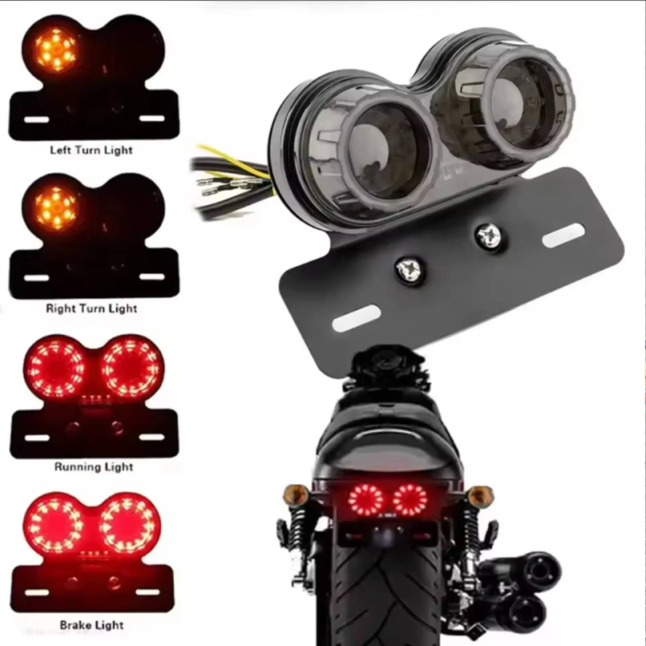 2026 NEW Motorcycle CNC Aluminum Alloy License Plate Bracket Taillight Fixed Folding Number Plate Frame Holder Light Mount