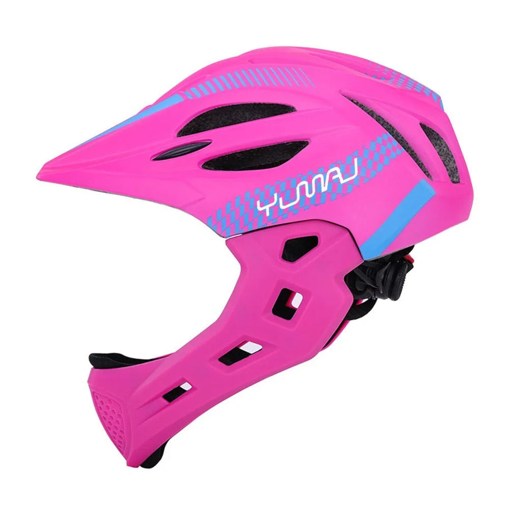 NEW LED Kids Full Face MTB Bike Helmet Balance Bike Sports Safety Kids Full Covered Helmets Downhill Scooter BMX Child 48-52CM